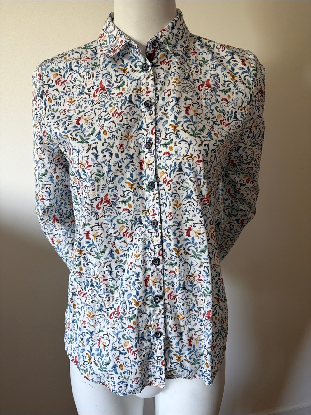 Erfo Original Floral Long-Sleeve Button-Up Shirt Size 36